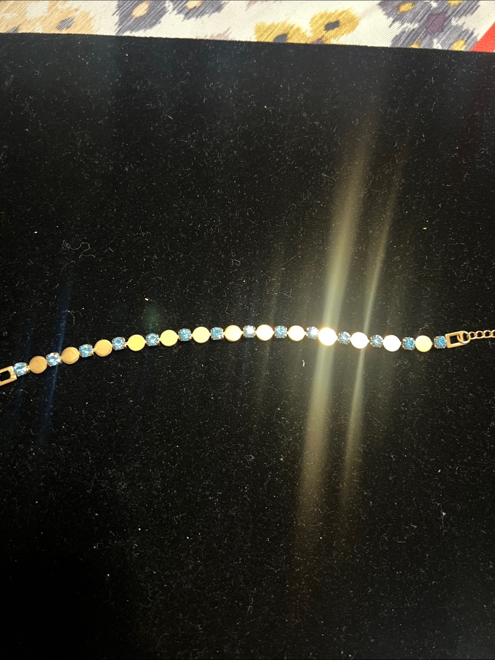 Gold-Tone Blue Crystal Tennis Bracelet - Women Jewelry